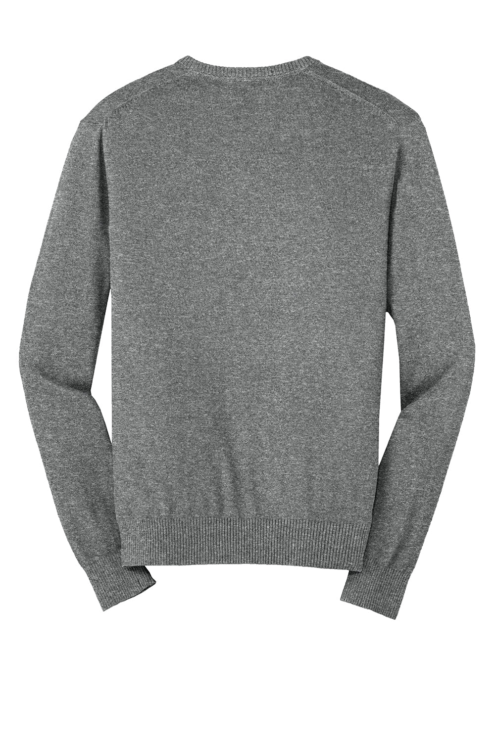 Port Authority SW285 Mens Long Sleeve V-Neck Sweater Heather Medium Grey Flat Back