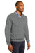 Port Authority SW285 Mens Long Sleeve V-Neck Sweater Heather Medium Grey Model 3q