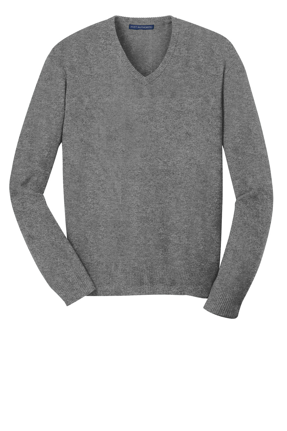 Port Authority SW285 Mens Long Sleeve V-Neck Sweater Heather Medium Grey Flat Front