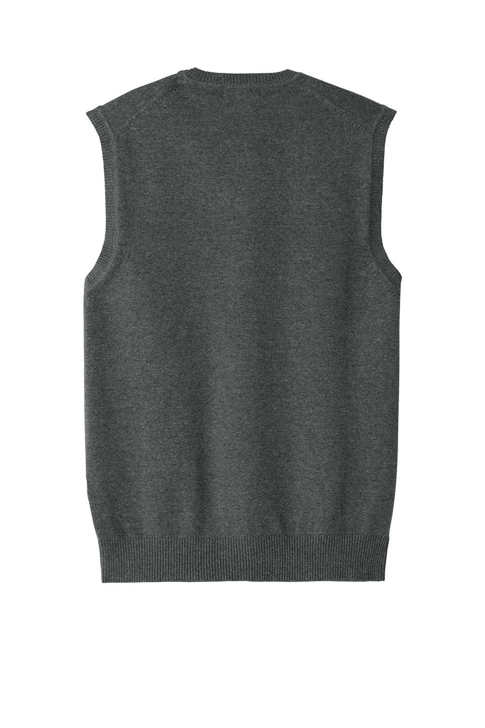 Port Authority SW2860 Mens Easy Care Sweater Vest Heather Charcoal Grey Flat Back