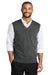 Port Authority SW2860 Mens Easy Care Sweater Vest Heather Charcoal Grey Model Front