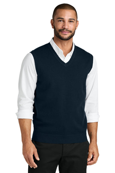 Port Authority SW2860 Mens Easy Care Sweater Vest River Navy Blue Model Front