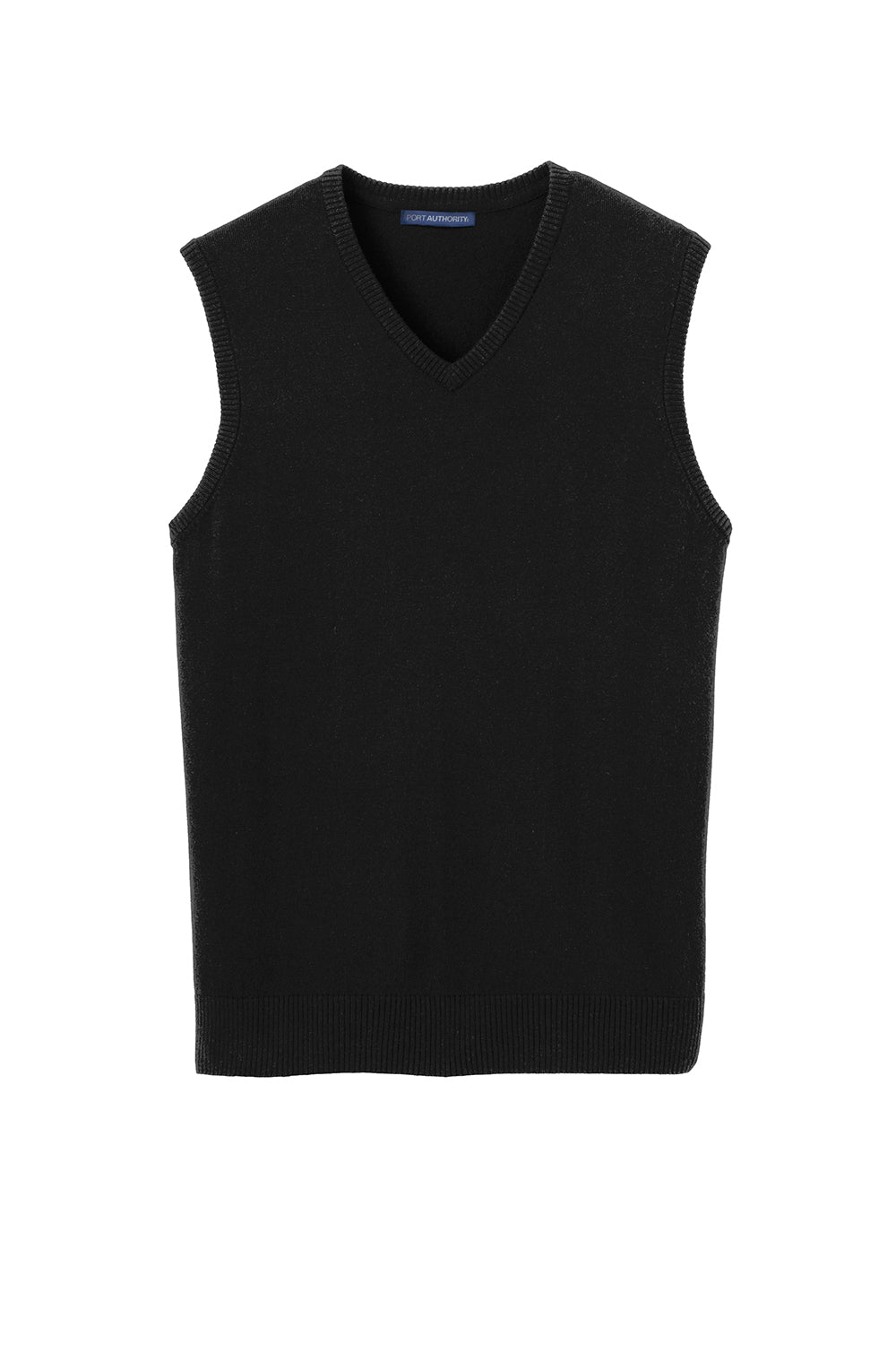 Port Authority SW286 Mens V-Neck Sweater Vest Black Flat Front