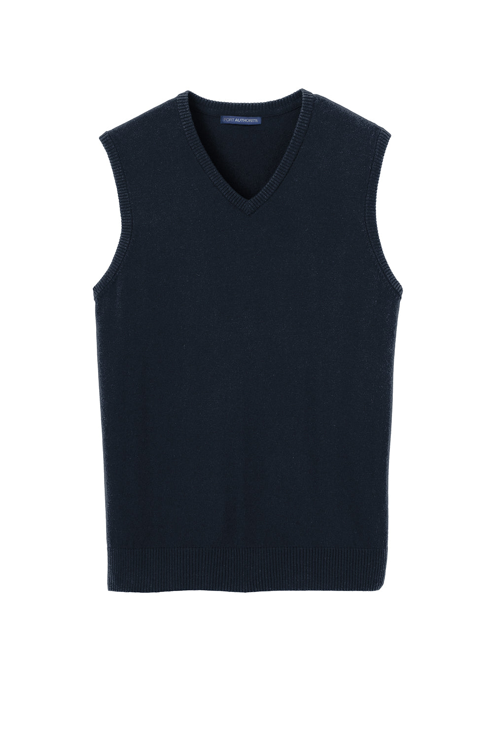 Port Authority SW286 Mens V-Neck Sweater Vest Navy Blue Flat Front