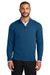 Port Authority SW2900 Mens Easy Care Long Sleeve 1/4 Zip Sweater Heather Aegean Blue Model Front