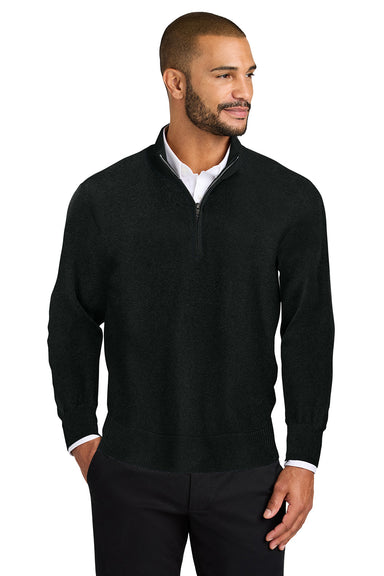 Port Authority SW2900 Mens Easy Care Long Sleeve 1/4 Zip Sweater Deep Black Model Front