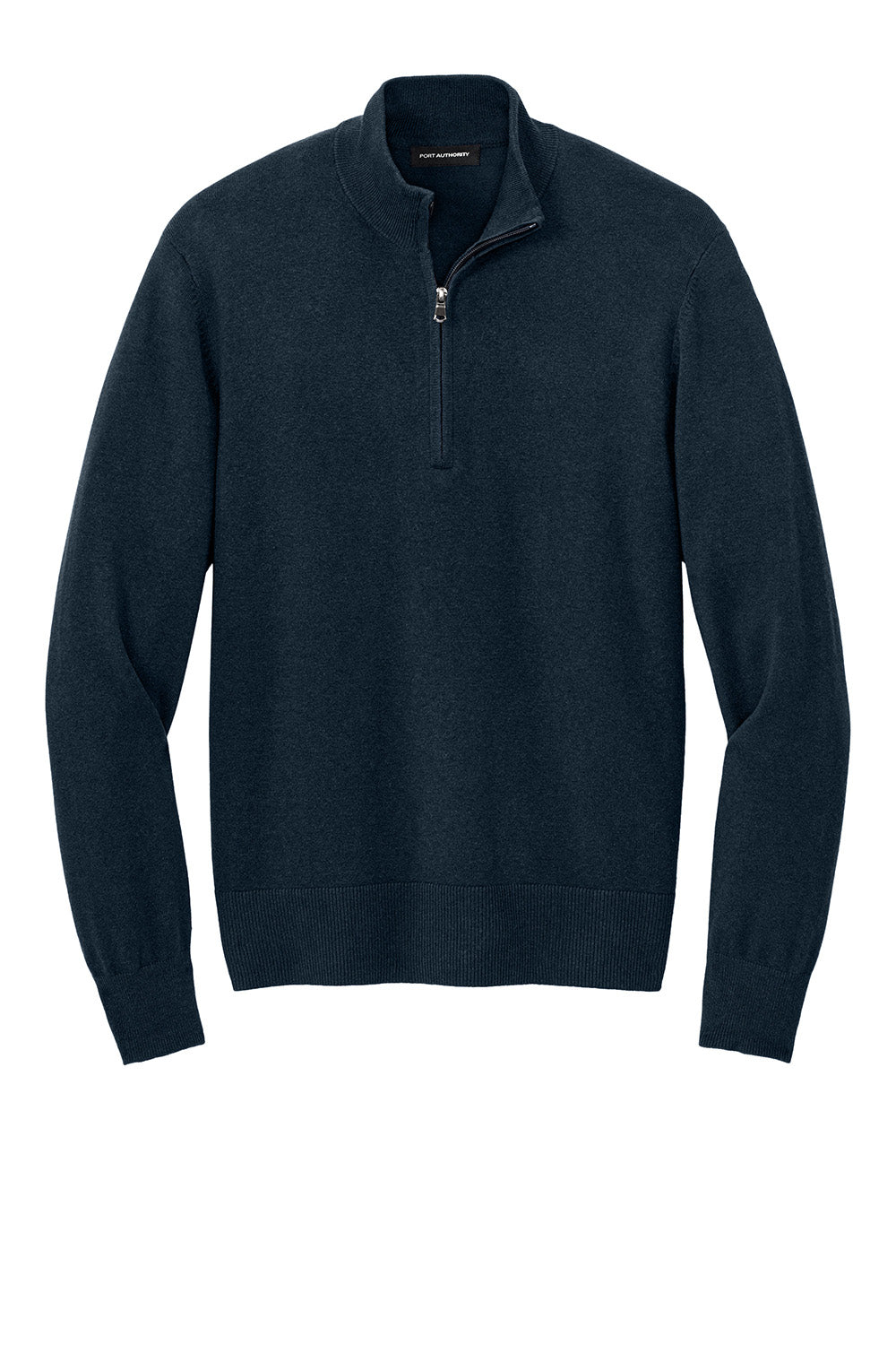 Port Authority SW2900 Mens Easy Care Long Sleeve 1/4 Zip Sweater River Navy Blue Flat Front