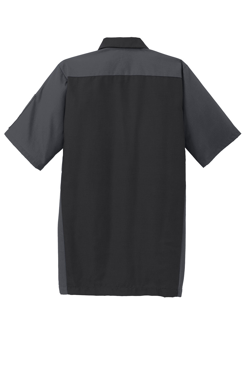 Red Kap SY20 Mens Crew Moisture Wicking Short Sleeve Button Down Shirt w/ Double Pockets Black/Charcoal Grey Flat Back