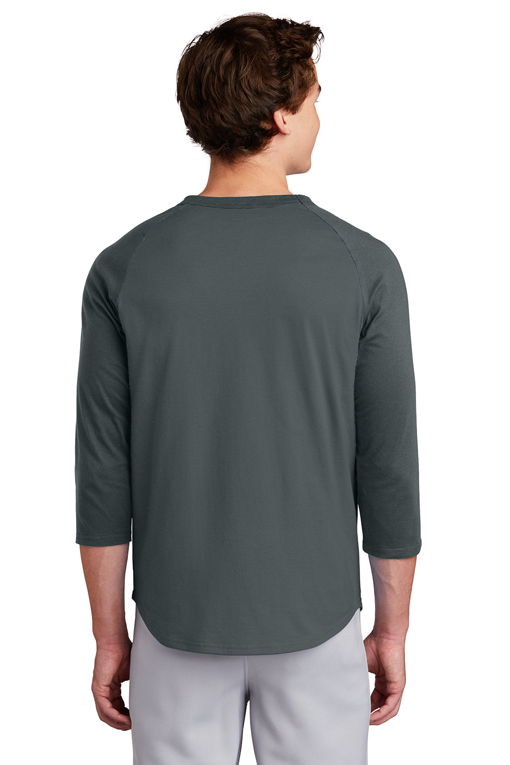 Sport-Tek T200 Mens 3/4 Sleeve Crewneck T-Shirt Iron Grey Model Back