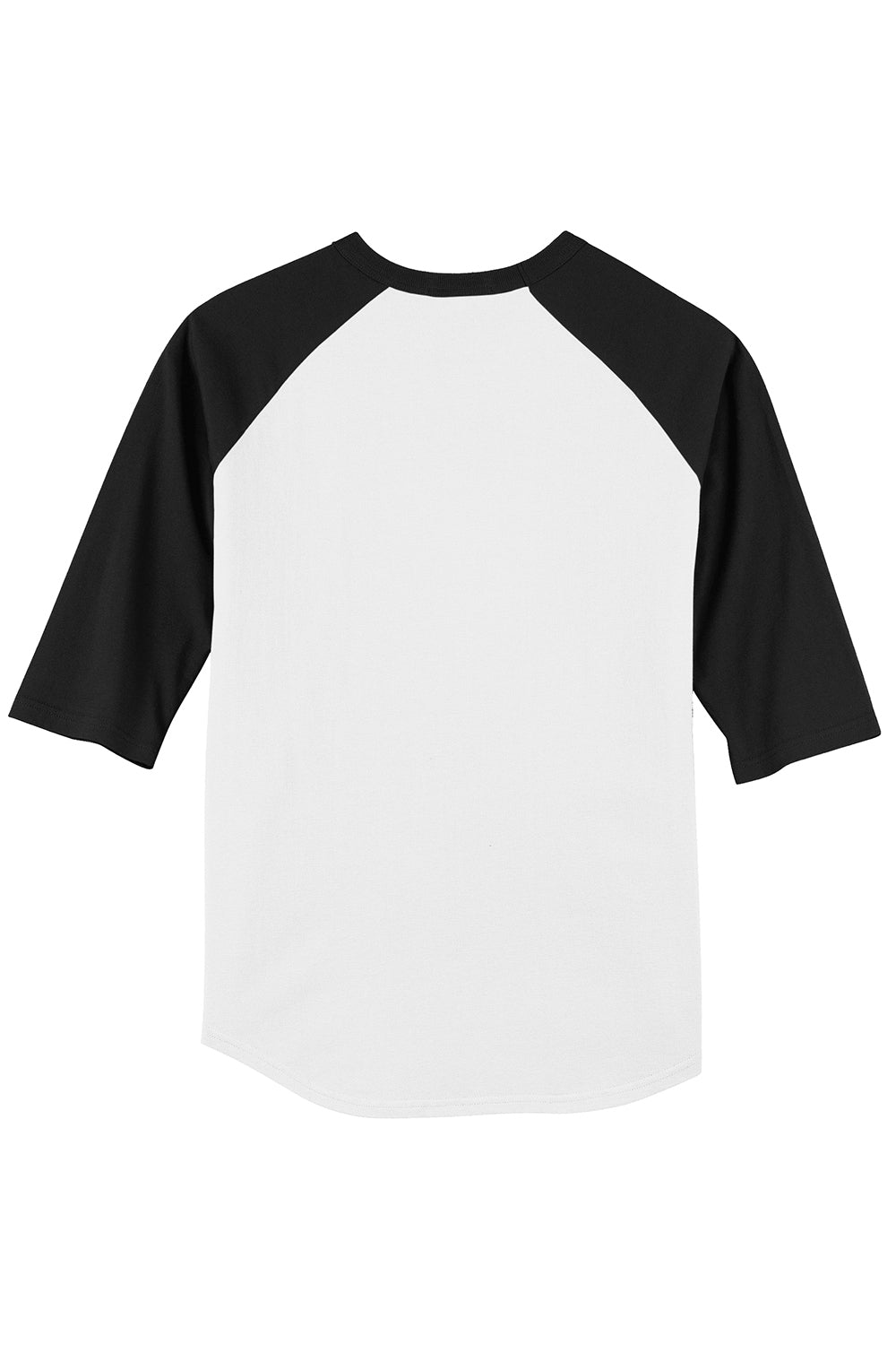 Sport-Tek T200 Mens 3/4 Sleeve Crewneck T-Shirt White/Black Flat Back