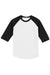 Sport-Tek T200 Mens 3/4 Sleeve Crewneck T-Shirt White/Black Flat Front