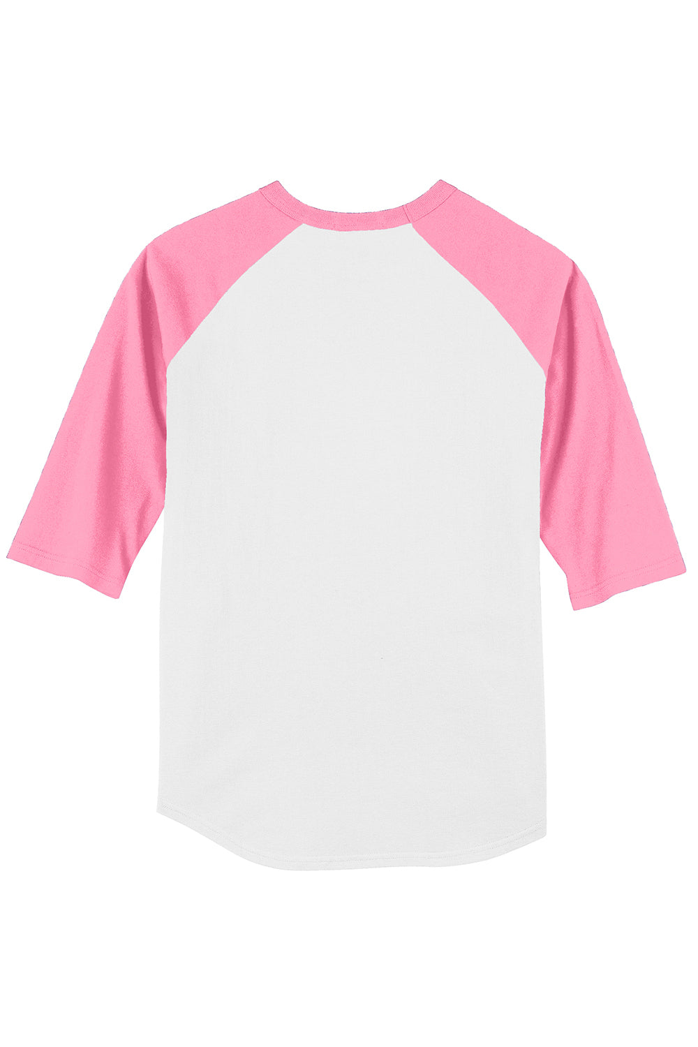 Sport-Tek T200 Mens 3/4 Sleeve Crewneck T-Shirt White/Bright Pink Flat Back