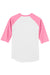 Sport-Tek T200 Mens 3/4 Sleeve Crewneck T-Shirt White/Bright Pink Flat Back