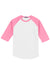 Sport-Tek T200 Mens 3/4 Sleeve Crewneck T-Shirt White/Bright Pink Flat Front