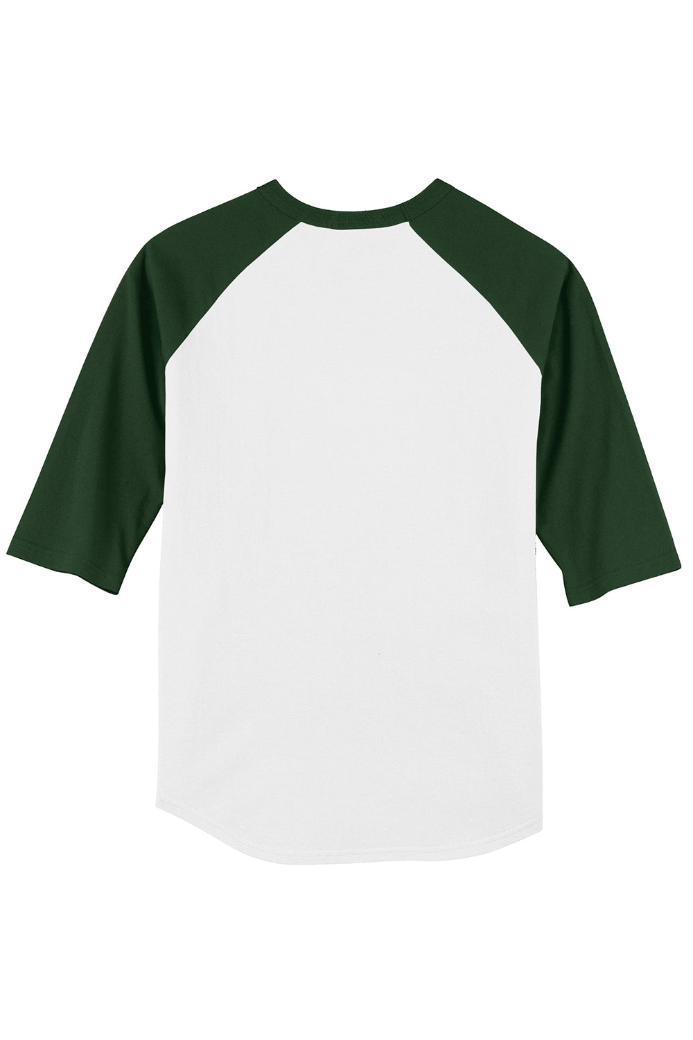 Sport-Tek T200 Mens 3/4 Sleeve Crewneck T-Shirt White/Forest Green Flat Back