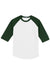 Sport-Tek T200 Mens 3/4 Sleeve Crewneck T-Shirt White/Forest Green Flat Front