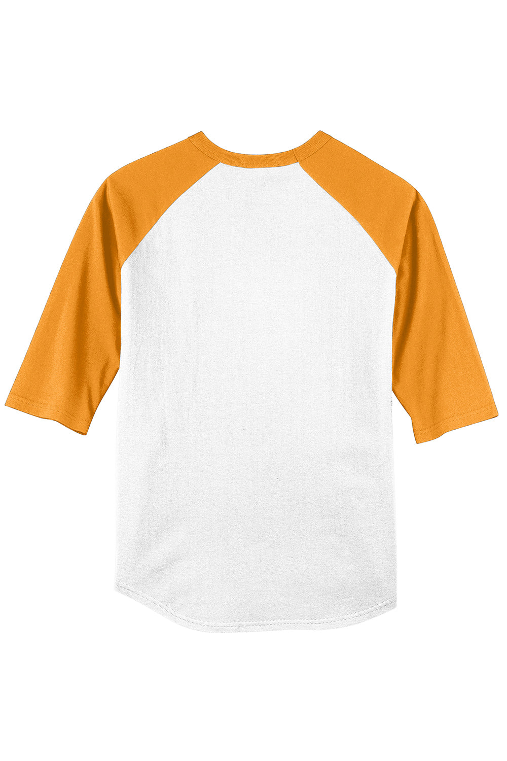 Sport-Tek T200 Mens 3/4 Sleeve Crewneck T-Shirt White/Gold Flat Back