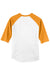 Sport-Tek T200 Mens 3/4 Sleeve Crewneck T-Shirt White/Gold Flat Back