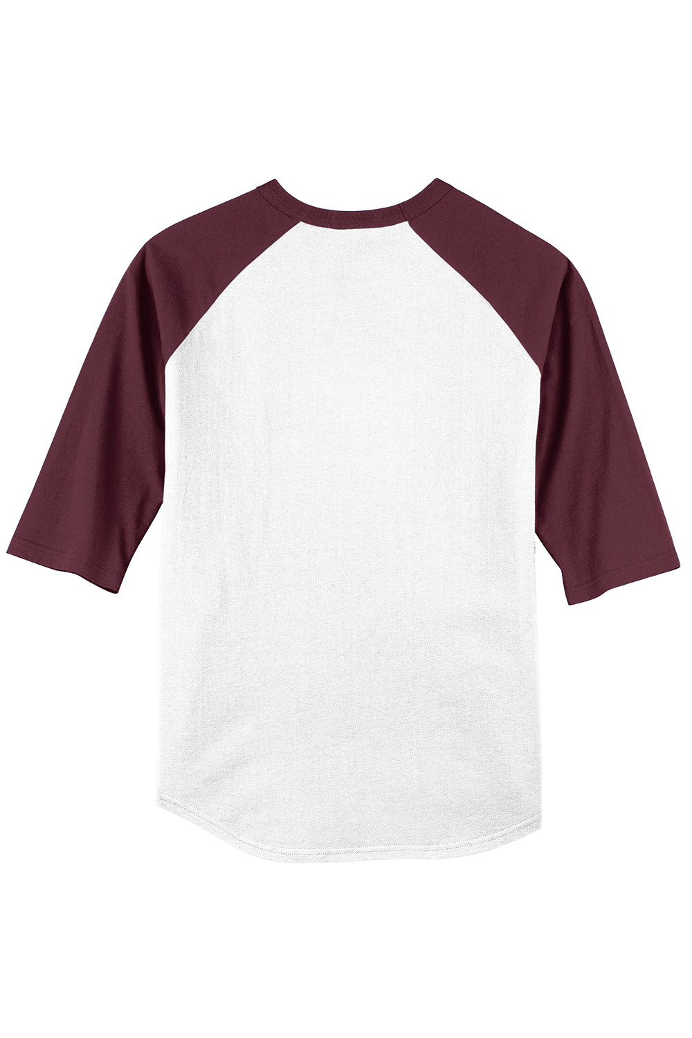 Sport-Tek T200 Mens 3/4 Sleeve Crewneck T-Shirt White/Maroon Flat Back