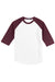 Sport-Tek T200 Mens 3/4 Sleeve Crewneck T-Shirt White/Maroon Flat Front