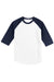 Sport-Tek T200 Mens 3/4 Sleeve Crewneck T-Shirt White/Navy Blue Flat Front