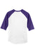 Sport-Tek T200 Mens 3/4 Sleeve Crewneck T-Shirt White/Purple Flat Back