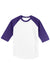 Sport-Tek T200 Mens 3/4 Sleeve Crewneck T-Shirt White/Purple Flat Front