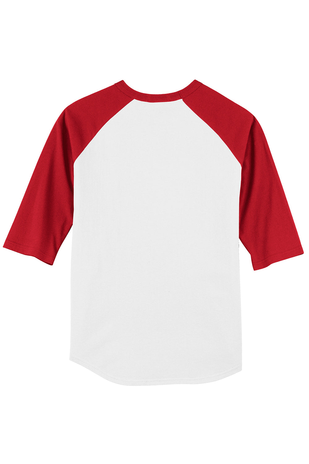 Sport-Tek T200 Mens 3/4 Sleeve Crewneck T-Shirt White/Red Flat Back