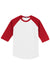 Sport-Tek T200 Mens 3/4 Sleeve Crewneck T-Shirt White/Red Flat Front