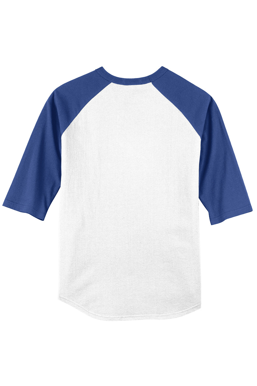 Sport-Tek T200 Mens 3/4 Sleeve Crewneck T-Shirt White/Royal Blue Flat Back