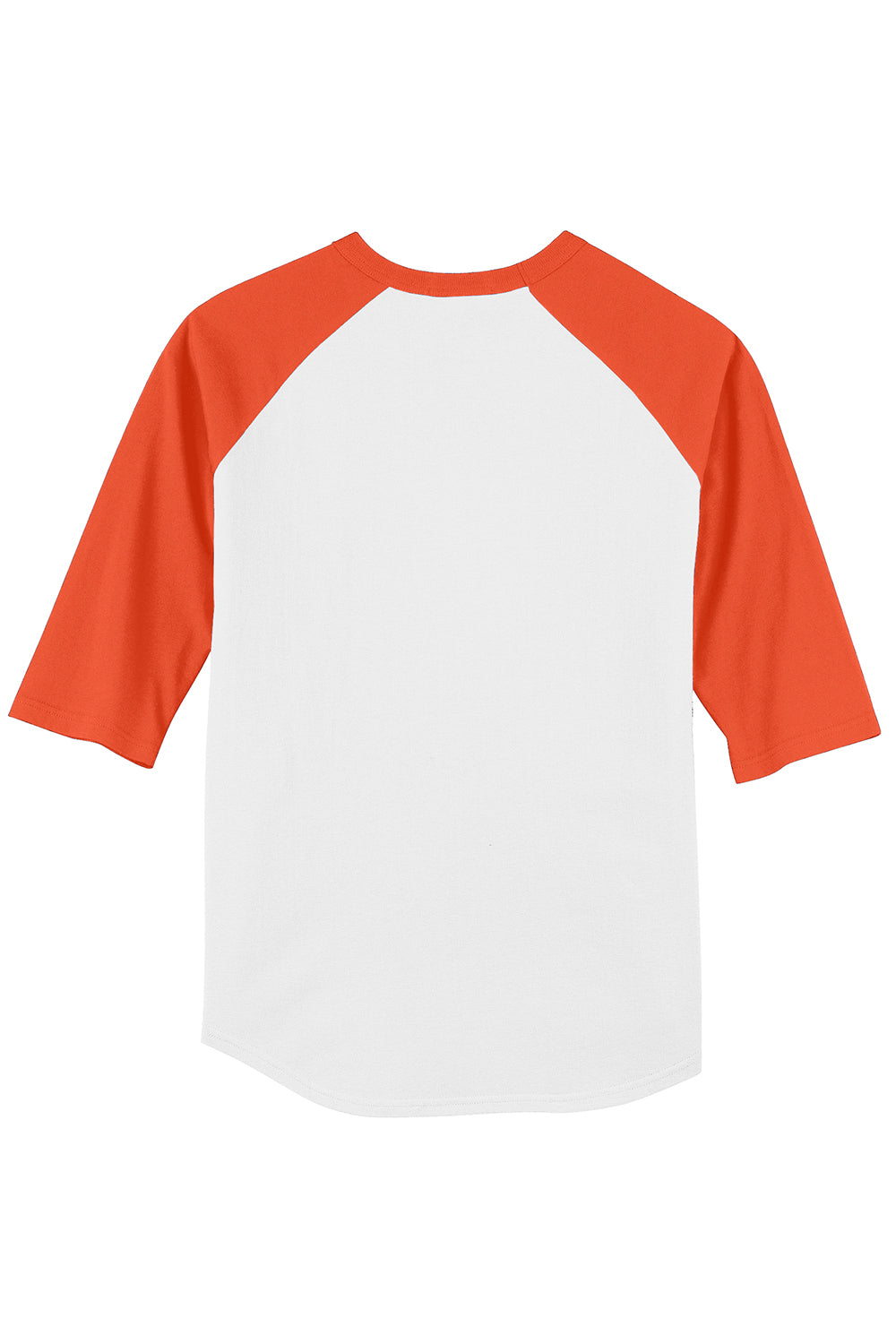 Sport-Tek T200 Mens 3/4 Sleeve Crewneck T-Shirt White/Deep Orange Flat Back