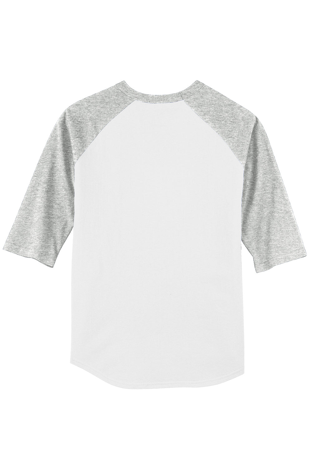 Sport-Tek T200 Mens 3/4 Sleeve Crewneck T-Shirt White/Heather Grey Flat Back