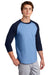 Sport-Tek T200 Mens 3/4 Sleeve Crewneck T-Shirt Carolina Blue/Navy Blue Model 3q