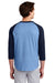 Sport-Tek T200 Mens 3/4 Sleeve Crewneck T-Shirt Carolina Blue/Navy Blue Model Back