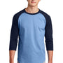 Sport-Tek Mens 3/4 Sleeve Crewneck T-Shirt - Carolina Blue/Navy Blue