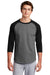 Sport-Tek T200 Mens 3/4 Sleeve Crewneck T-Shirt Heather Dark Grey/Black Model Front