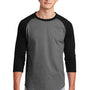 Sport-Tek Mens 3/4 Sleeve Crewneck T-Shirt - Heather Dark Grey/Black