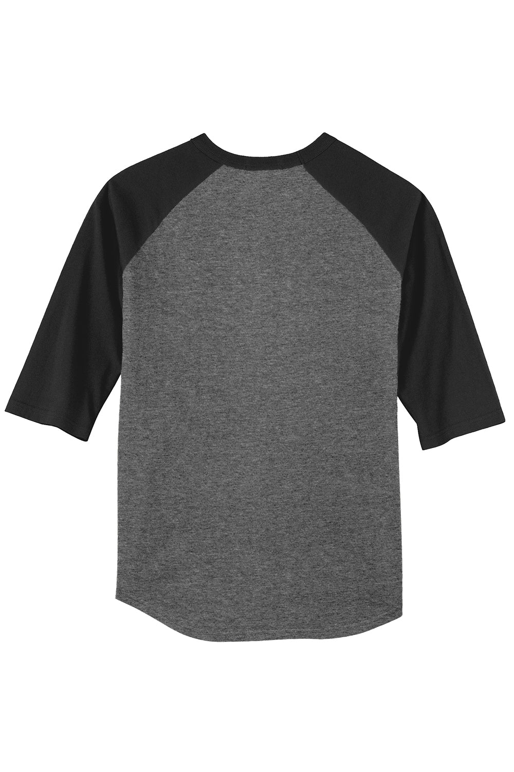 Sport-Tek T200 Mens 3/4 Sleeve Crewneck T-Shirt Heather Dark Grey/Black Flat Back