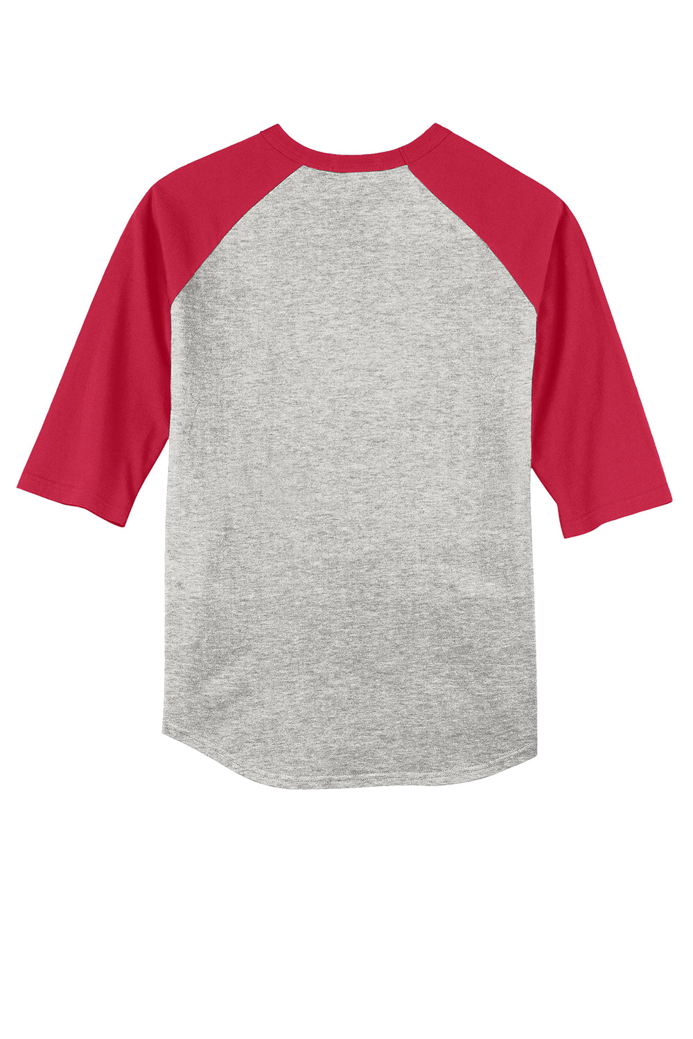 Sport-Tek T200 Mens 3/4 Sleeve Crewneck T-Shirt Heather Grey/Red Flat Back