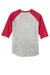 Sport-Tek T200 Mens 3/4 Sleeve Crewneck T-Shirt Heather Grey/Red Flat Back