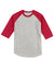 Sport-Tek T200 Mens 3/4 Sleeve Crewneck T-Shirt Heather Grey/Red Flat Front