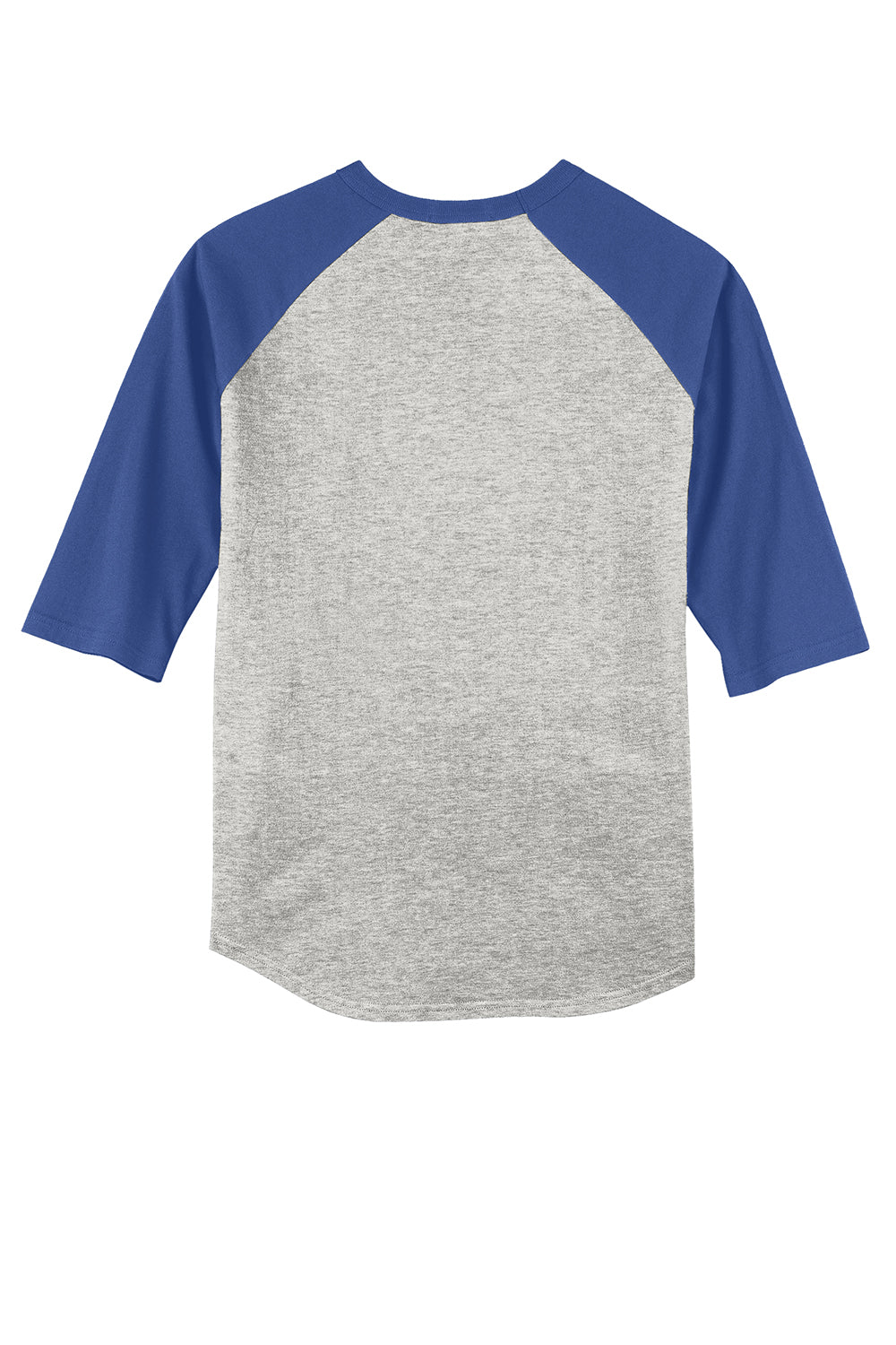 Sport-Tek T200 Mens 3/4 Sleeve Crewneck T-Shirt Heather Grey/Royal Blue Flat Back