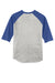 Sport-Tek T200 Mens 3/4 Sleeve Crewneck T-Shirt Heather Grey/Royal Blue Flat Back