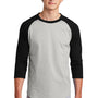 Sport-Tek Mens 3/4 Sleeve Crewneck T-Shirt - Heather Grey/Black