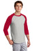 Sport-Tek T200 Mens 3/4 Sleeve Crewneck T-Shirt Heather Grey/Red Model 3q