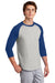 Sport-Tek T200 Mens 3/4 Sleeve Crewneck T-Shirt Heather Grey/Royal Blue Model 3q