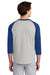 Sport-Tek T200 Mens 3/4 Sleeve Crewneck T-Shirt Heather Grey/Royal Blue Model Back