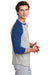 Sport-Tek T200 Mens 3/4 Sleeve Crewneck T-Shirt Heather Grey/Royal Blue Model Side