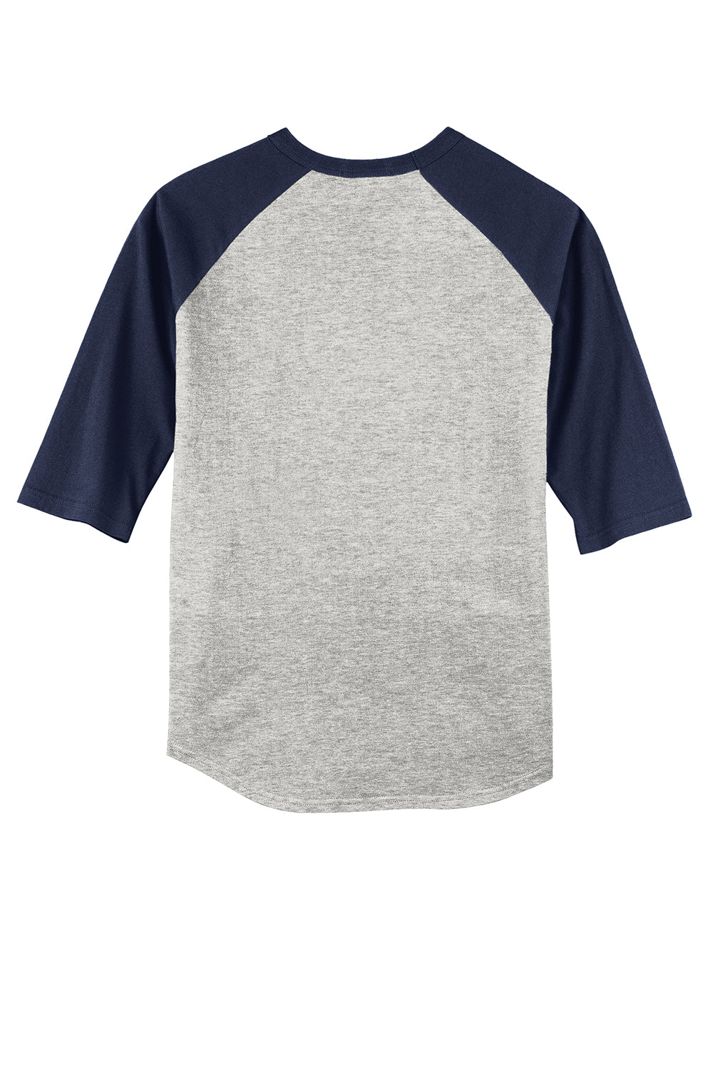 Sport-Tek T200 Mens 3/4 Sleeve Crewneck T-Shirt Heather Grey/Navy Blue Flat Back