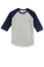 Sport-Tek T200 Mens 3/4 Sleeve Crewneck T-Shirt Heather Grey/Navy Blue Flat Front